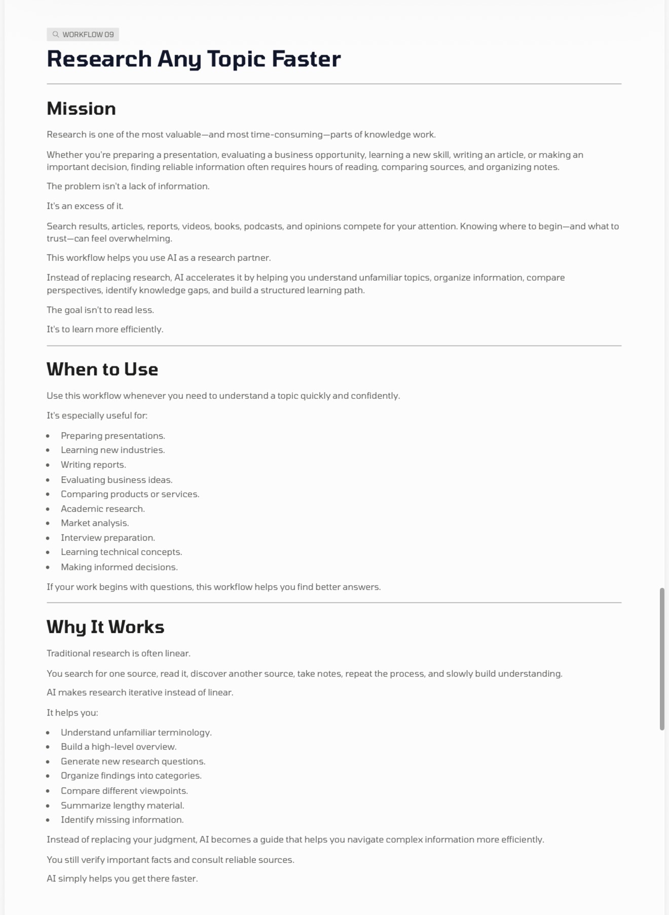 Workflow 09 — Research Any Topic Faster