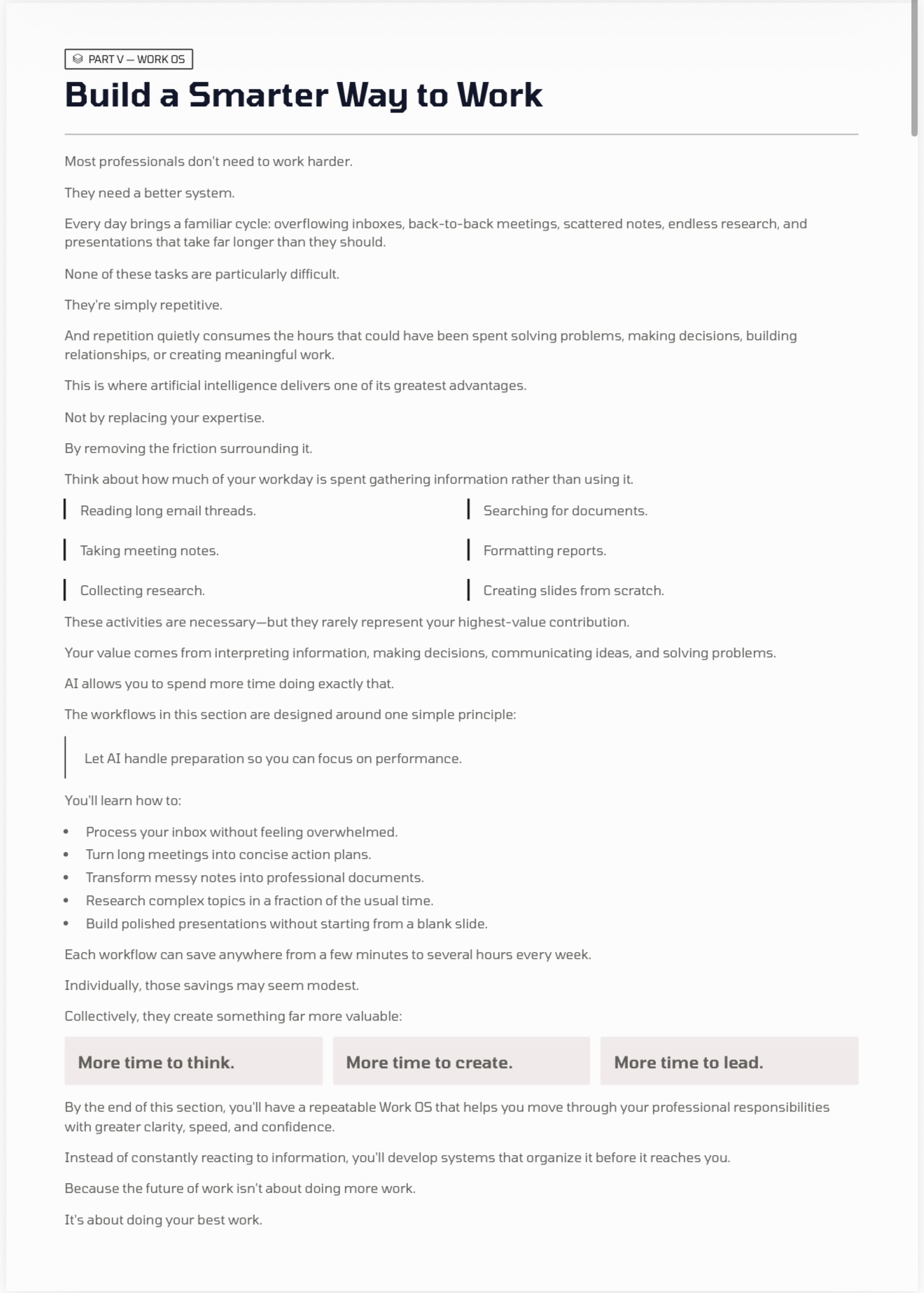 Part V — Work OS — Build a Smarter Way to Work
