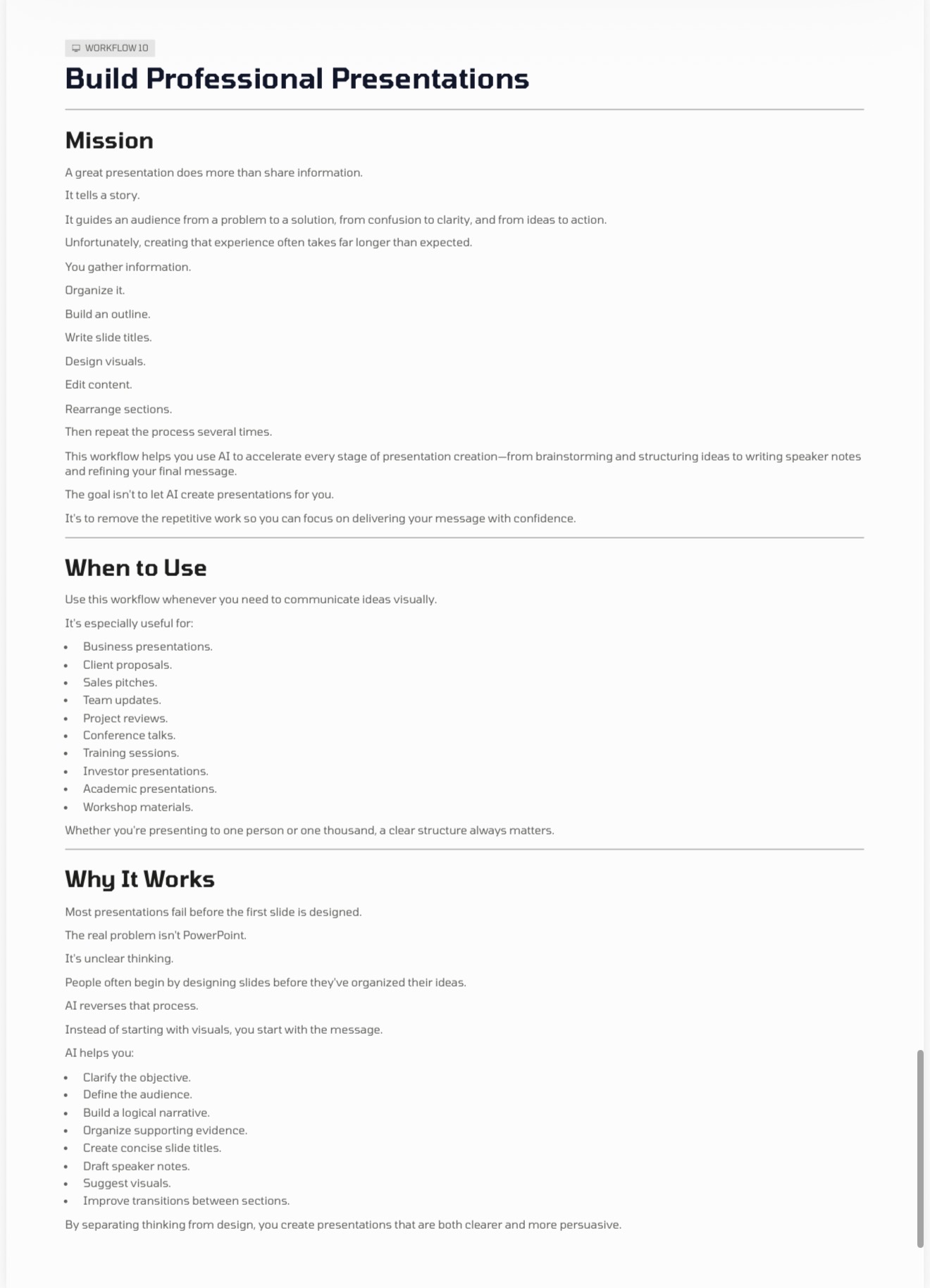 Workflow 10 — Build Professional Presentations